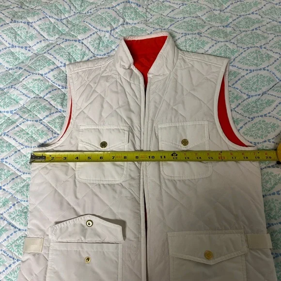 Ralph Lauren Vest- White‎ Quilted Orange Lining Full Zip Women Medium - Picture 12 of 13